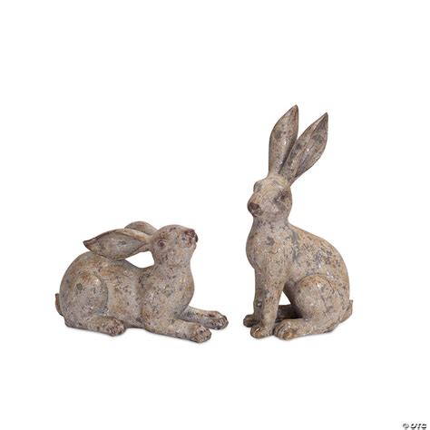 Melrose International Rabbit Figurine Set Of 2 Oriental Trading