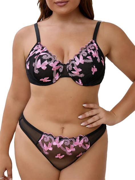 Amazon Wdirara Women S Plus Size Piece Bow Print Exotic Lingerie