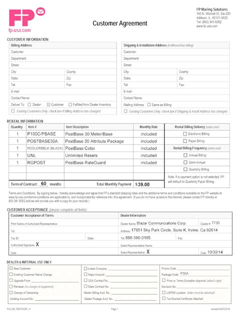 Fillable Online Blazar Postbase A Blank Rental Agreement Template