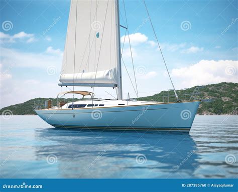 A Modern Yacht Is Anchored In The Sea Off The Coast Royalty Free Stock