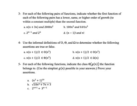 Solved 3 For Each Of The Following Pairs Of Functions