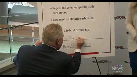 Ontario Pc Candidate Doug Ford Signs The No Carbon Tax Pledge Youtube