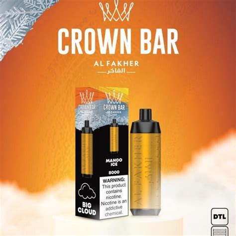 Al Fakher 8000 Puffs Crown Bar Disposable 5mg DTL BIG CLOUD Dubai