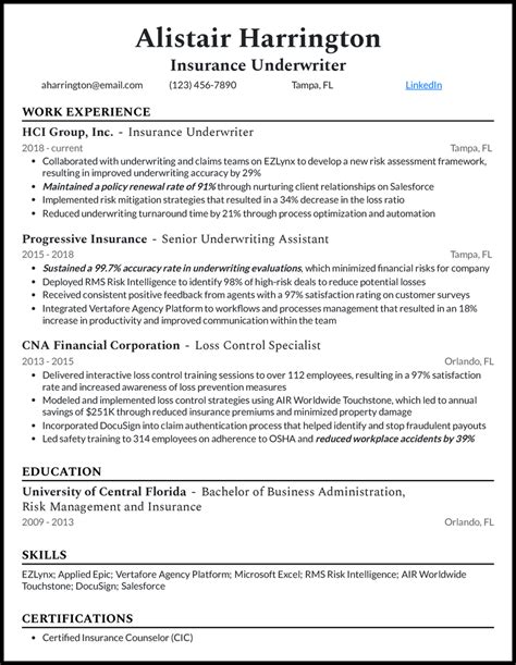 7 Underwriter Resume Examples Created For 2024