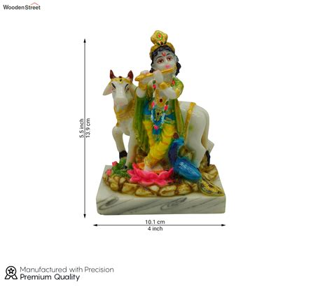 Buy Handpainted Lord Krishna Idol With Nandi God Figurines At Off