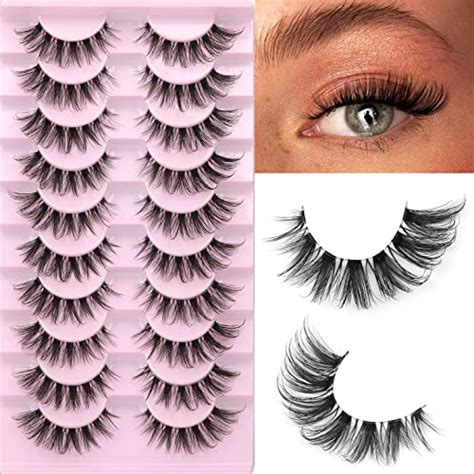 False Eyelashes Clear Band Natural Lashes Wispy Cat Eye 15mm Russian D