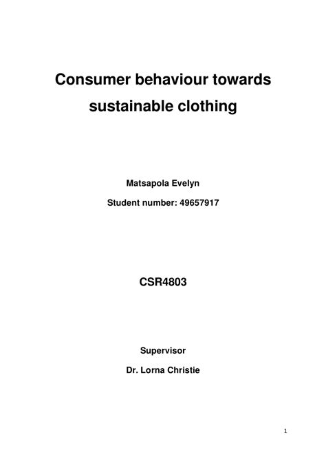 Pdf Consumer Behaviour Towards Sustainable Clothing