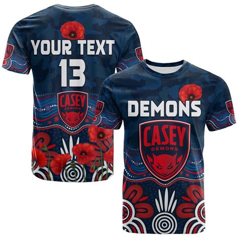 Aio Pride Custom Text Number Demons Anzac T Shirt Casey Footbal