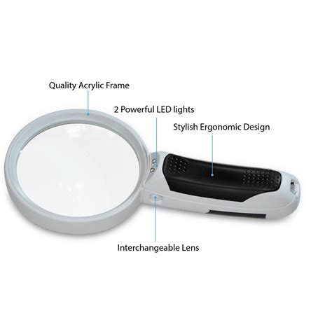 Handheld Magnifier Glass Lens With Led Light 25x 3x 10x Magnification Reading Ebay