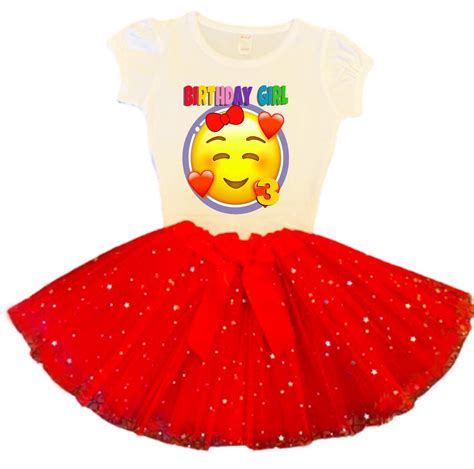 Amazon.com: Emoji Birthday Tutu 3rd Birthday Party Dress Red Tutu ...