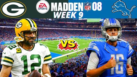 Packers Vs Lions Week 9 Madden Nfl 08 Simulation Highlights Updated