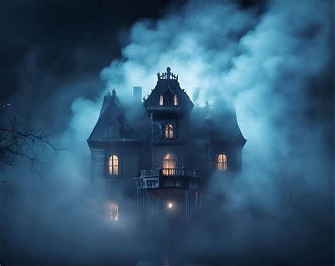 Premium Photo | Horror haunted house in city dark background