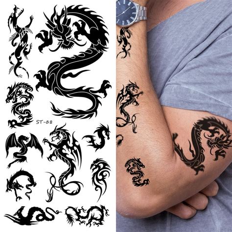 Supperb Mix Dragons Temporary Tattoo6 Pack Traditional Set Etsy