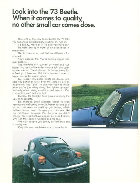 TheSamba VW Archives 1973 VW Beetle Brochure Canadian