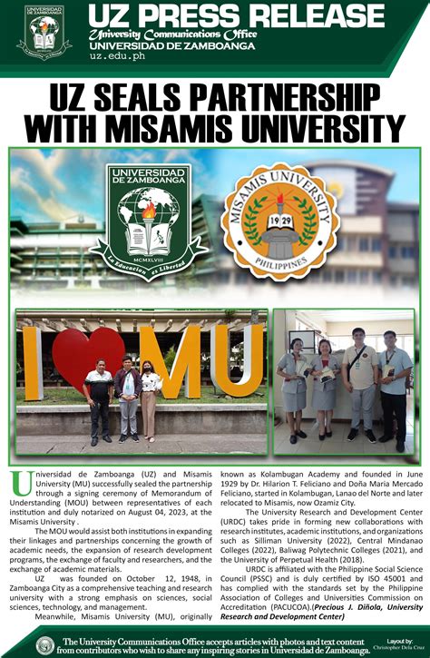 UZ Seals Partnership with Misamis University – Universidad de Zamboanga