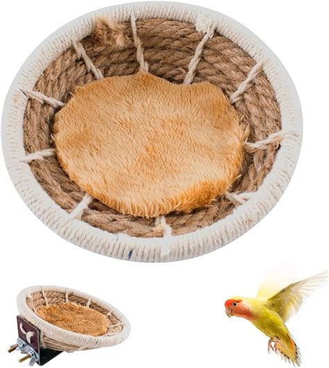 Foiburely Bird Breeding Nest Canary Finch Parrot Weave Hemp Rope Nest（4 4inches