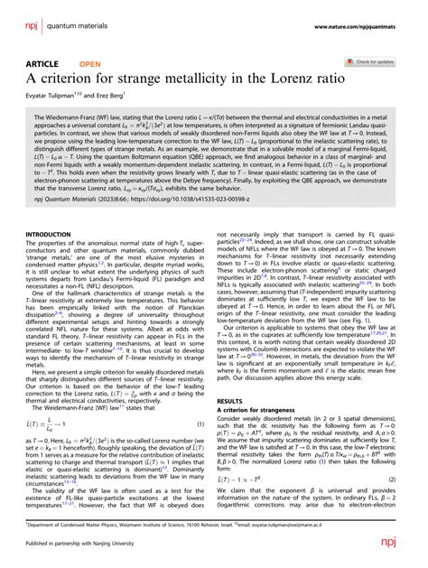 PDF A Criterion For Strange Metallicity In The Lorenz Ratio