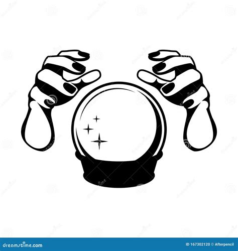 Fortune Teller Hands With Crystal Ball Stock Illustration