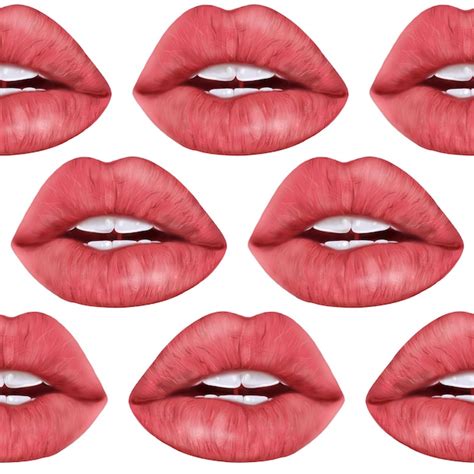 Premium Photo Illustration Realism Seamless Pattern Female Lips Of