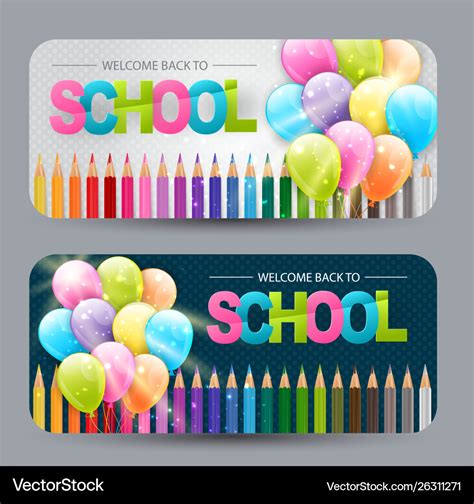 Welcome back to school set banner with balloons Vector Image