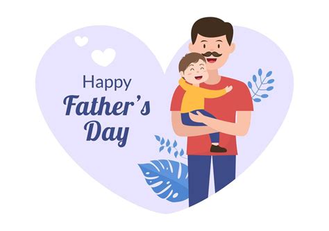 Happy Fathers Day Cartoon Illustration With Picture Of Father And Son