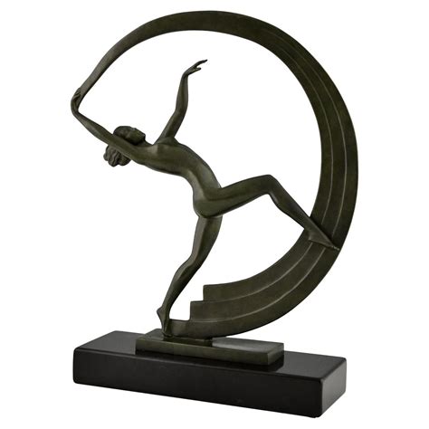 Art Deco Sculpture Nude Scarf Dancer Bacchanale By Janle For Max Le Verrier At Stdibs