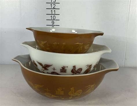 Pyrex Early American Cinderella Nesting Bowls Hash Auctions