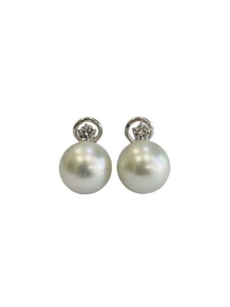 Kt White Gold Earrings South Sea Pearl Diamonds Catawiki