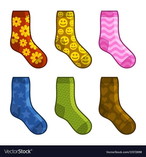 Socks set with different color patterns vector image on VectorStock ...