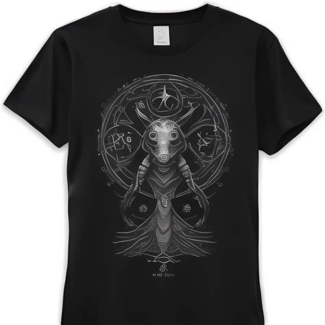 Goddess Magic Black T Shirt With Runic Symbol And Sacred Geometry