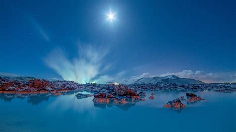 Sunlight Landscape Mountains Sea Night Lake Rock Nature