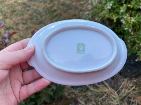 Vintage Noritake Morimura Hand Painted Dish W Blu Gem