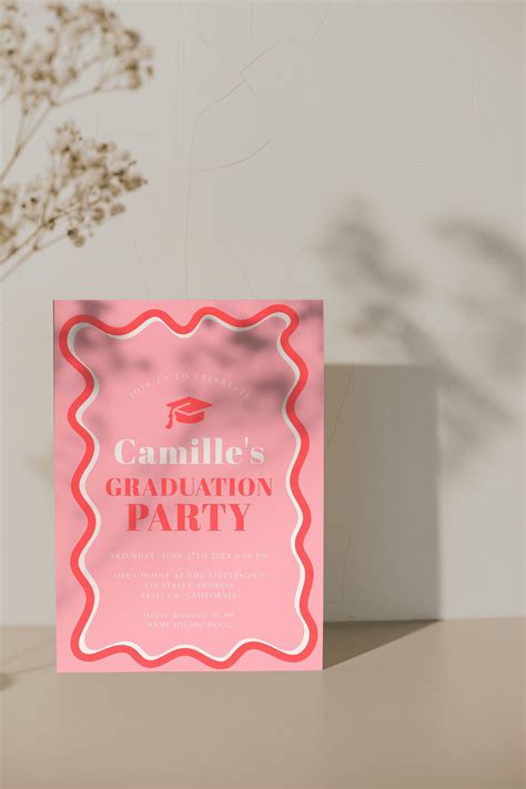 Graduation Party Invitation Template Retro Printable Graduation Party Invitation Editable