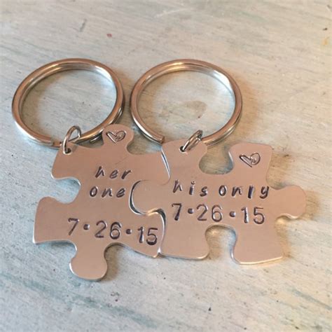 Hand Stamped Personalized Puzzle Key Chains Bellechic