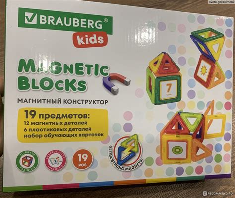 BRAUBERG KIDS Магнитный конструктор MAGNETIC BLOCKS-19, 19 деталей ...