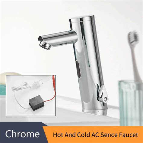 Luxury Bathroom Faucet Water Saving Taps Chrome Touchless Hot And Cold Mixer Tap Fully Automatic