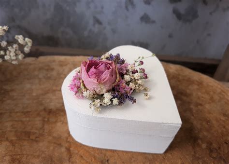 Ringbox Mille Fleurs Holzbox Herz Mini Ringkissen Ringhalter Zur