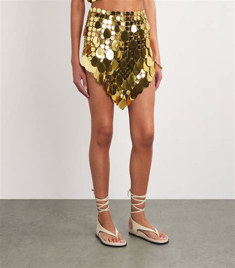 Womens Rabanne Gold Golden Sparkle Assembly Mini Skirt Harrods Uk