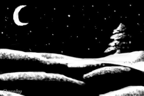 Snowy night ← a landscape Speedpaint drawing by KittyGonzales - Queeky ...