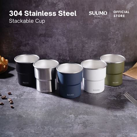 Jual Suumo Cangkir Kopi Stainless Steel 304 Gelas Berkemah Stackable