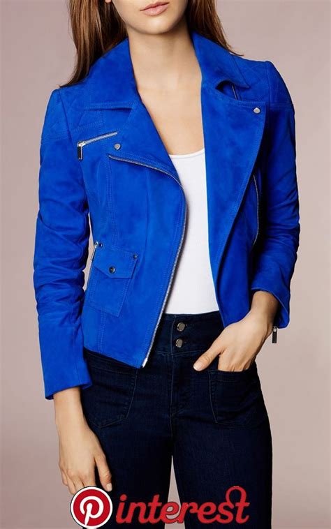 Karen Millen Cobalt Blue Suede Biker Jacket Blue My Absaloute Dream