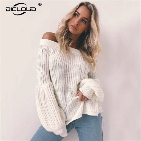 Buy Sexy Off The Shoulder Sweaters Women Autumn Winter