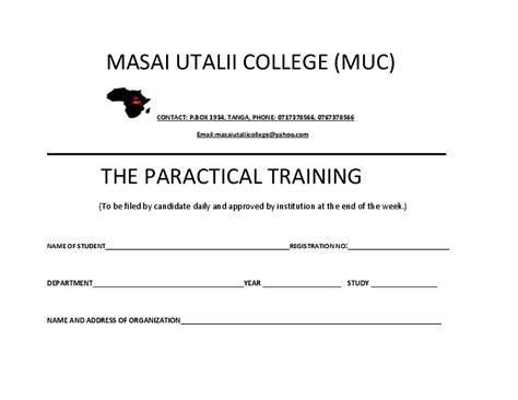 Doc Masai Utalii College Muc Name And Address Of Organization