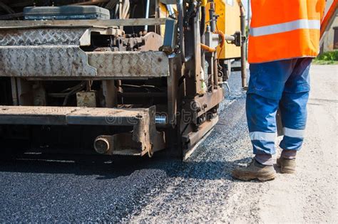 Workers on a Road Construction Stock Image - Image of work, asphalting ...