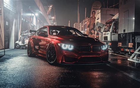 1920x1080px 1080p Free Download Bmw M4 Tuning F82 Night 2018 Cars Supercars Red M4