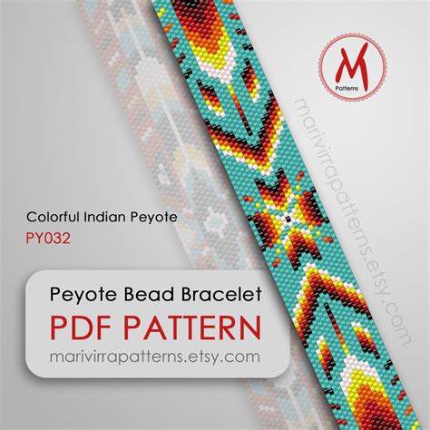 Colorful Indian Peyote Bead Pattern For Bracelet Native Inspired
