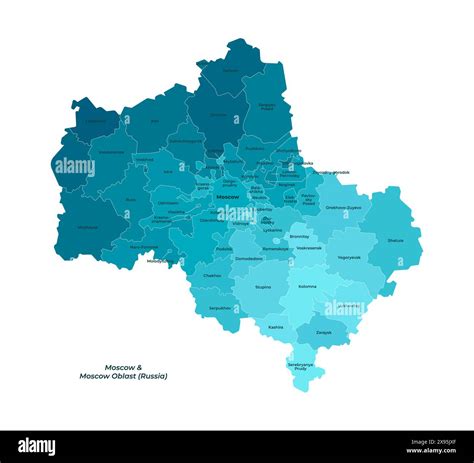 Vector isolated simplified illustration with blue shape of Moscow ...