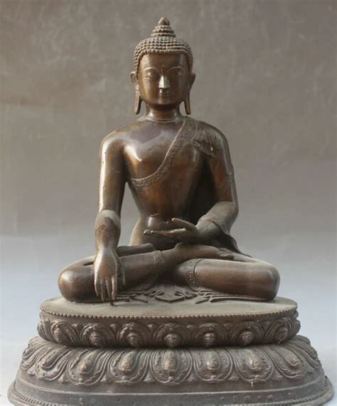 10 Tibet Tibetan Buddhism Bronze Shakyamuni Amitabha Buddha Statue