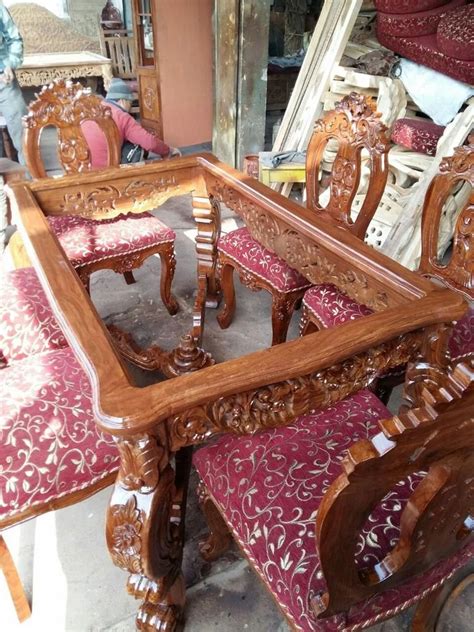 Rectangular Brown Wooden Carved Dining Table Seater At Rs Set