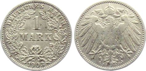 Deutschland Kaiserreich 1 Mark 1903 J 1 Silbermark großer Adler VF